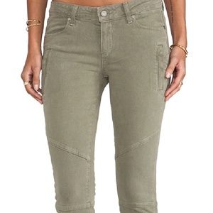 Women's Paige Marley Skinny Zip Denim in Fatigue Green Size 26/27.5 Made in USA